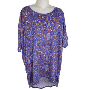 Lularoe Women Irma Tunic T Shirt Multicolor Size Medium Floral Round Neck Hi-Low